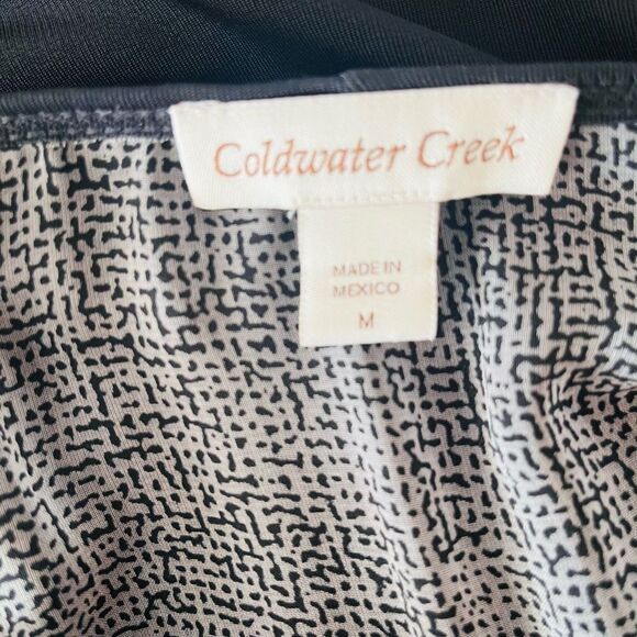 Coldwater Creek black round neck tunic w/ slit in back, semi sheer insert size M - Picture 6 of 6